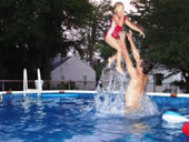 Having fun in the family pool